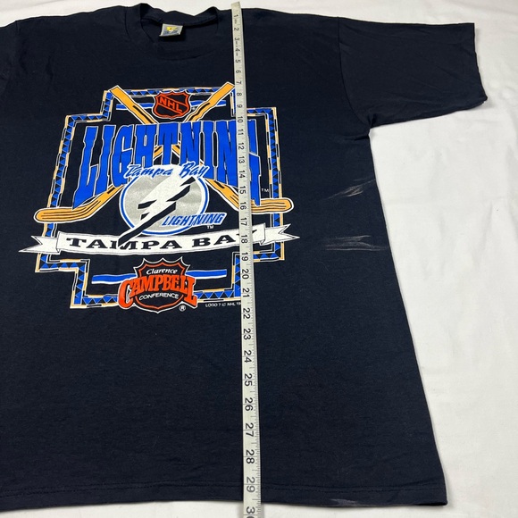 Vtg Tampa Bay Lightning T-Shirt XL 90s Logo 7 Clarence Campbell Conference A1 - Picture 9 of 9